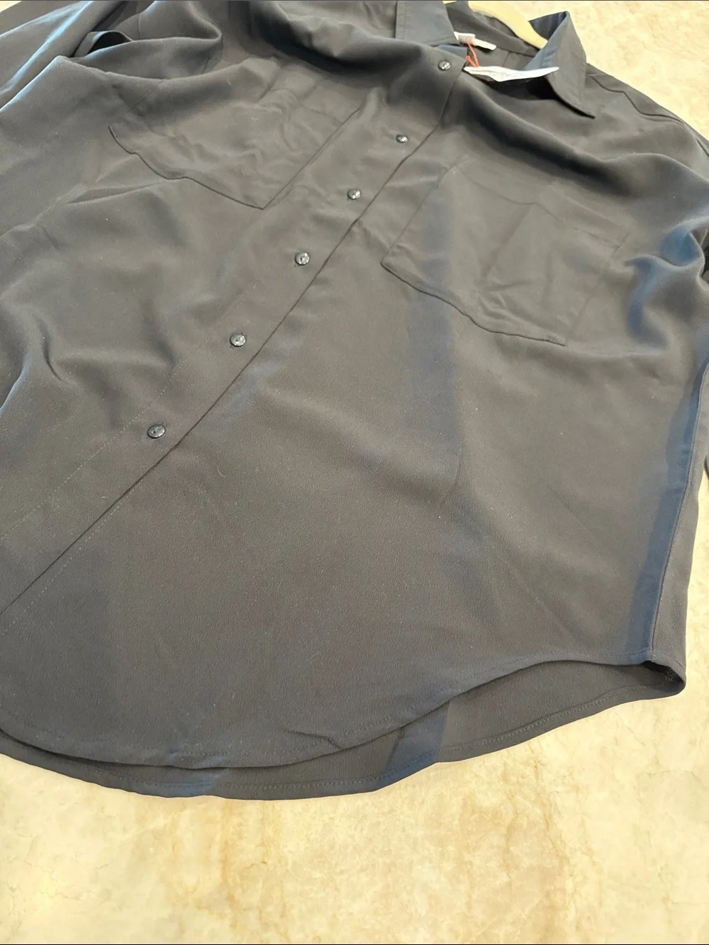 Topshop Black Women’s  Long-Sleeve Button-Down Shirt